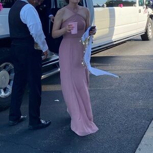 Blush pink azazie dress